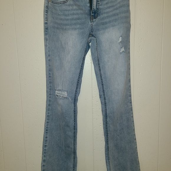 Blue Boot Cut Jeans with Contrast Stitching - Picture 3 of 3